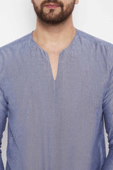 Buy Blended Cotton Woven Kurta in Grey Online - Zoom Out