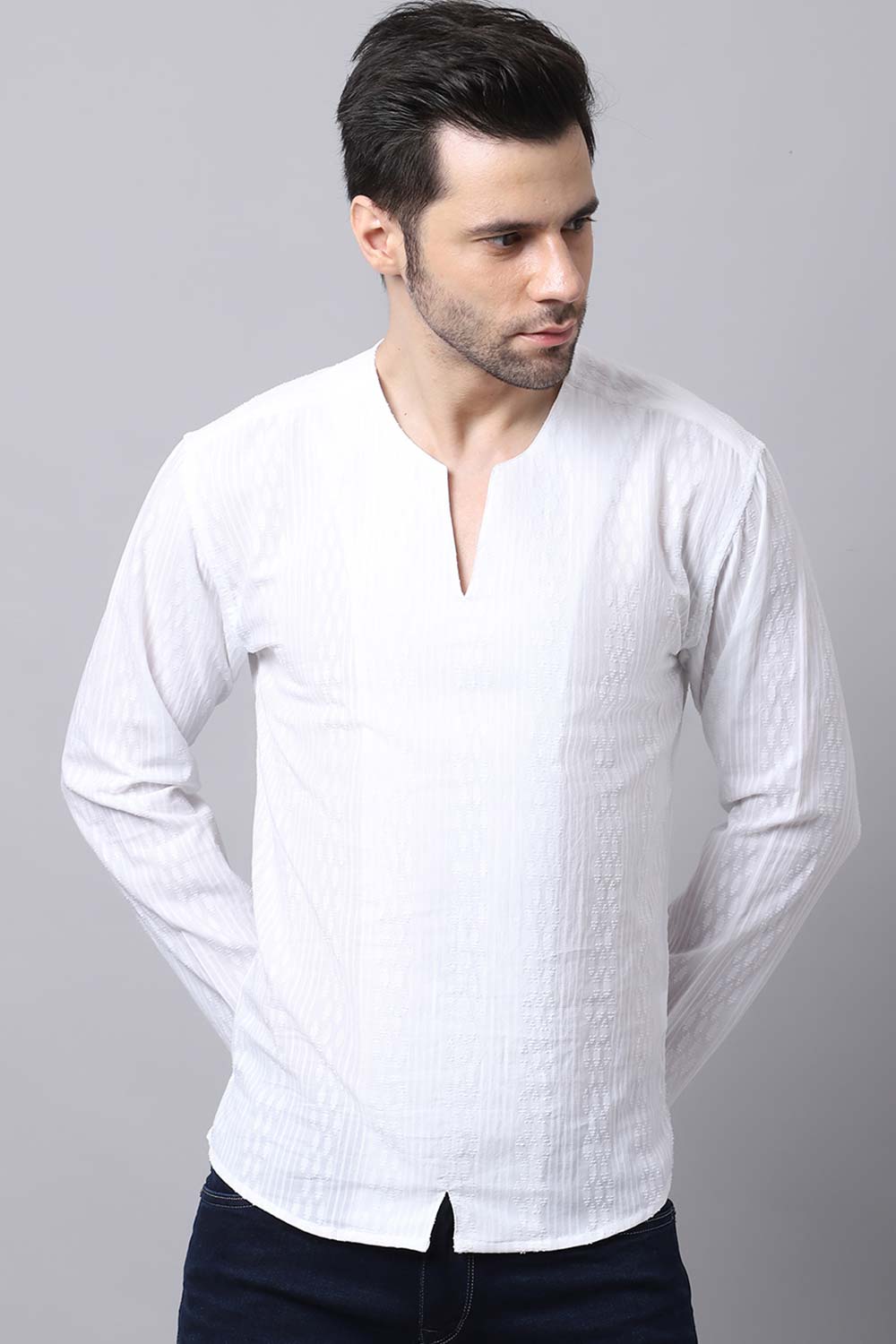 White cotton shop short kurta