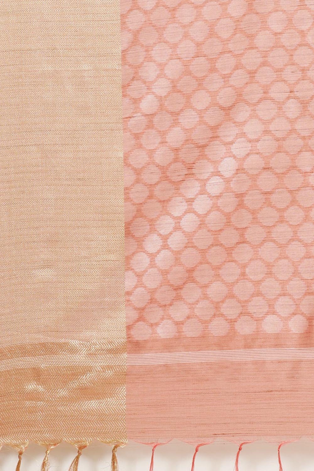 Peach Art Silk Woven Saree Collection