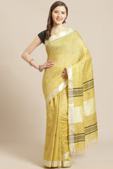 Buy Silk Woven Saree in Yellow