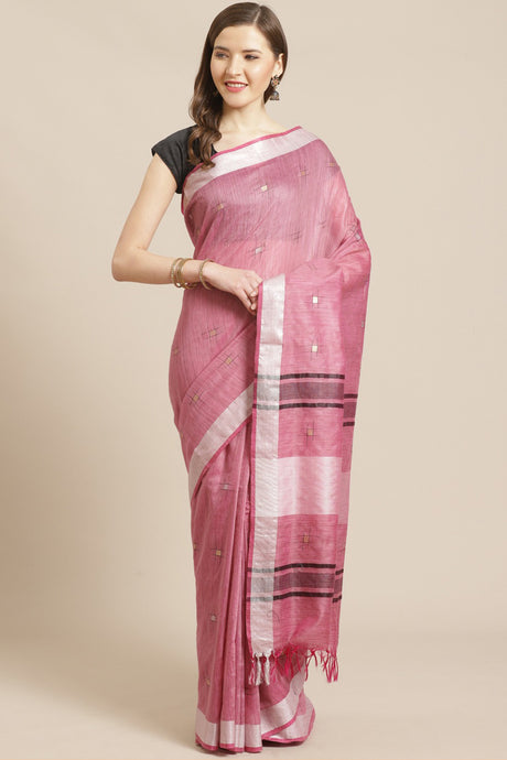 Buy Silk Woven Saree in Pink