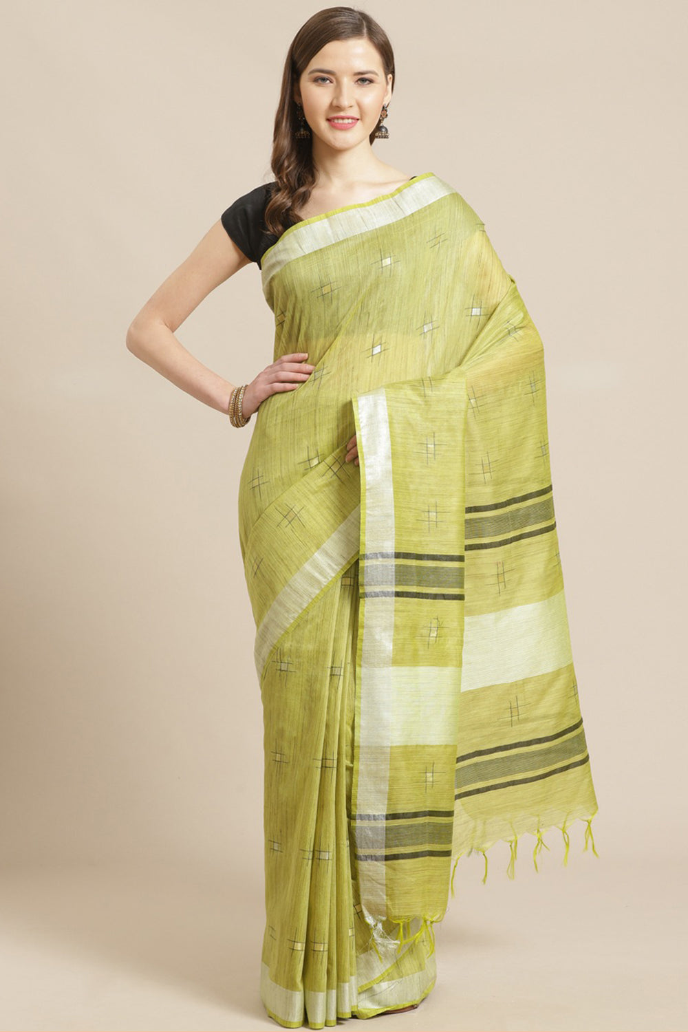 Buy Silk Woven Saree in Green