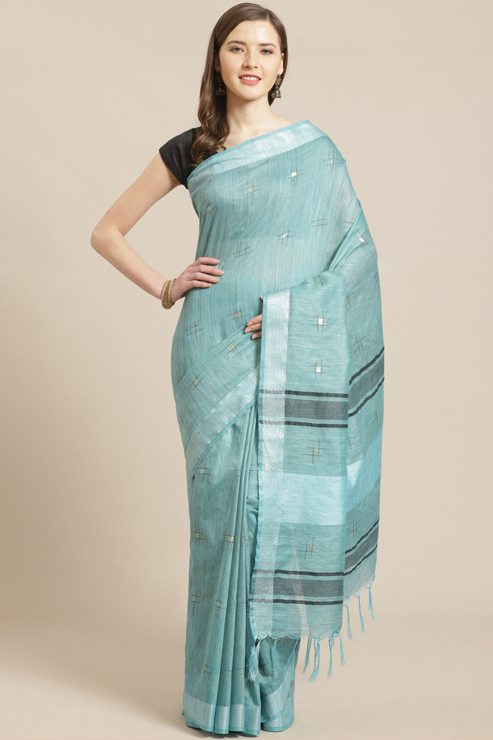 Buy Silk Woven Saree in Blue