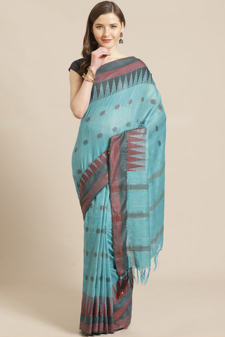 Buy Art Silk Woven Saree in Blue