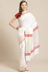 Buy Art Silk Woven Saree in White