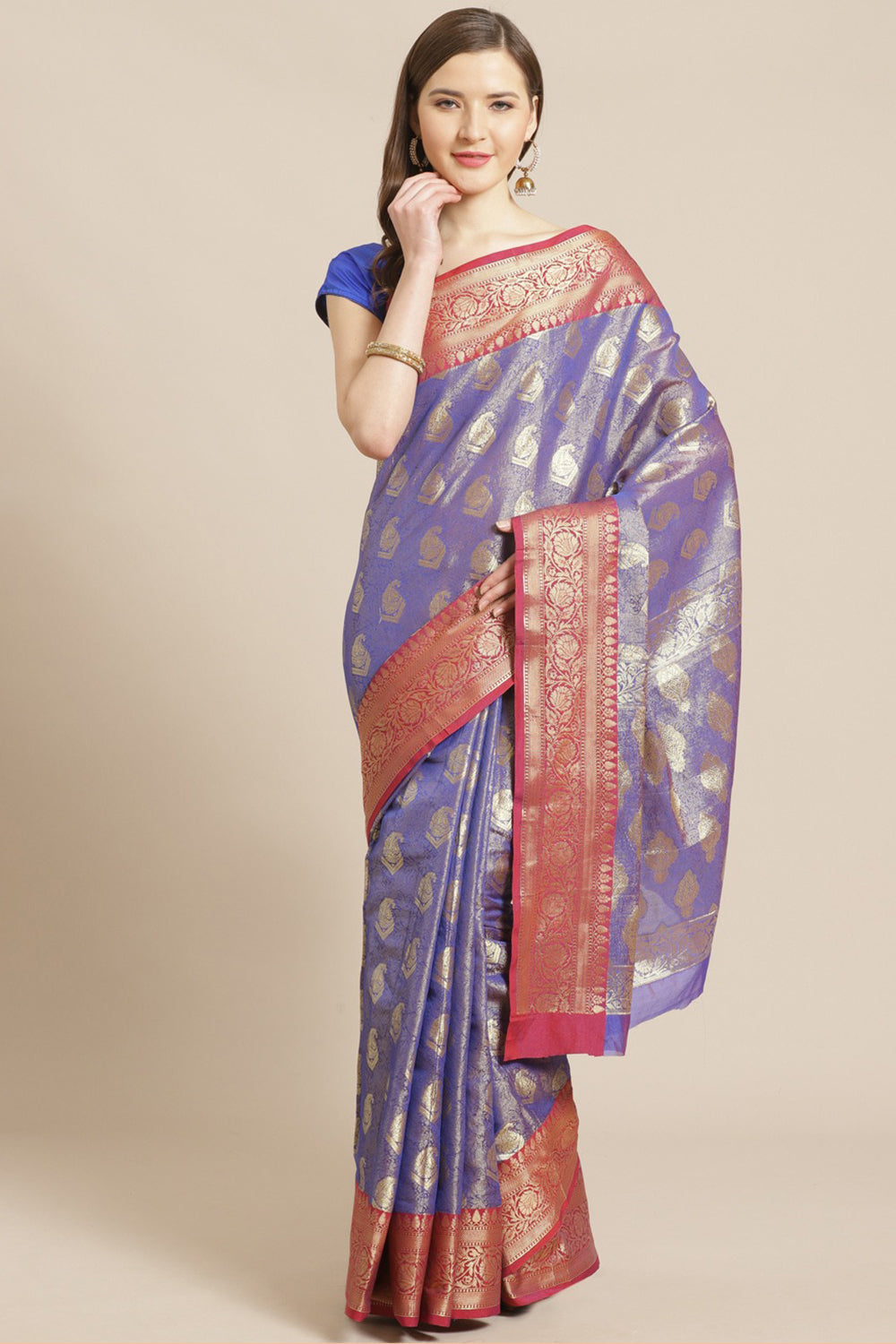 Buy Art Silk Woven Saree in Blue