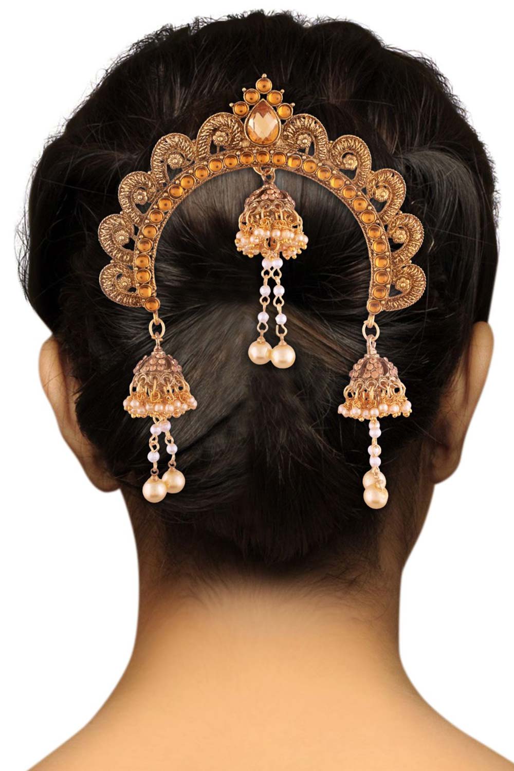 Gold Plated Ethnic Jhumki Hair Accessory Juda Pin