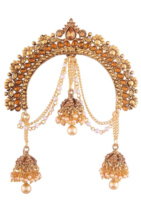 Gold Plated Jhumki Hair Accessory Juda Pin With Chain