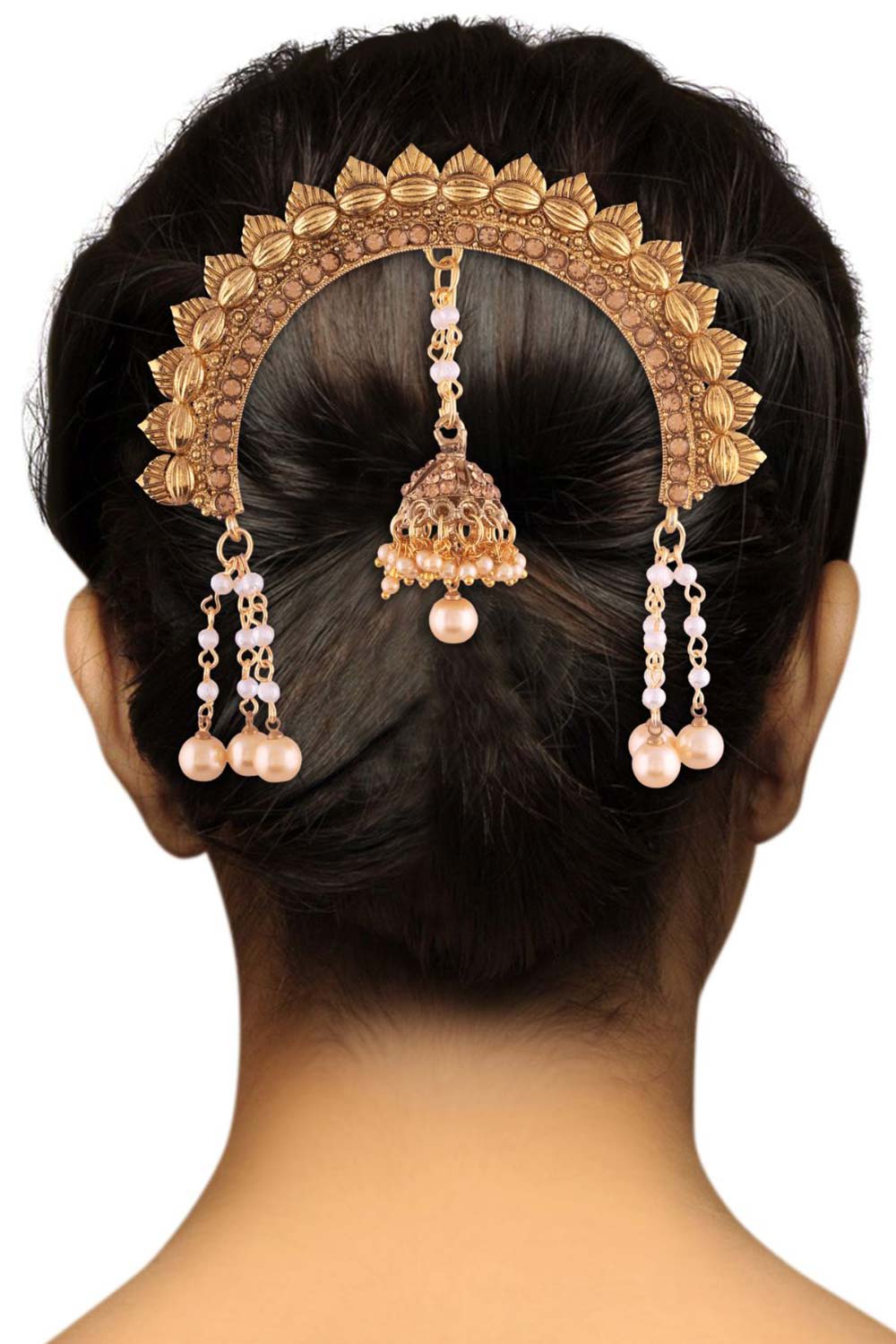 Gold Plated Jhumki Hair Accessory Juda Pin With Chain