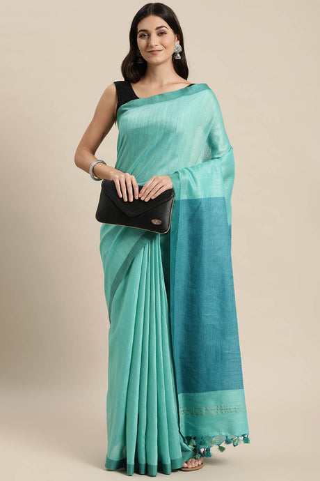 Green Cotton Indian Saree