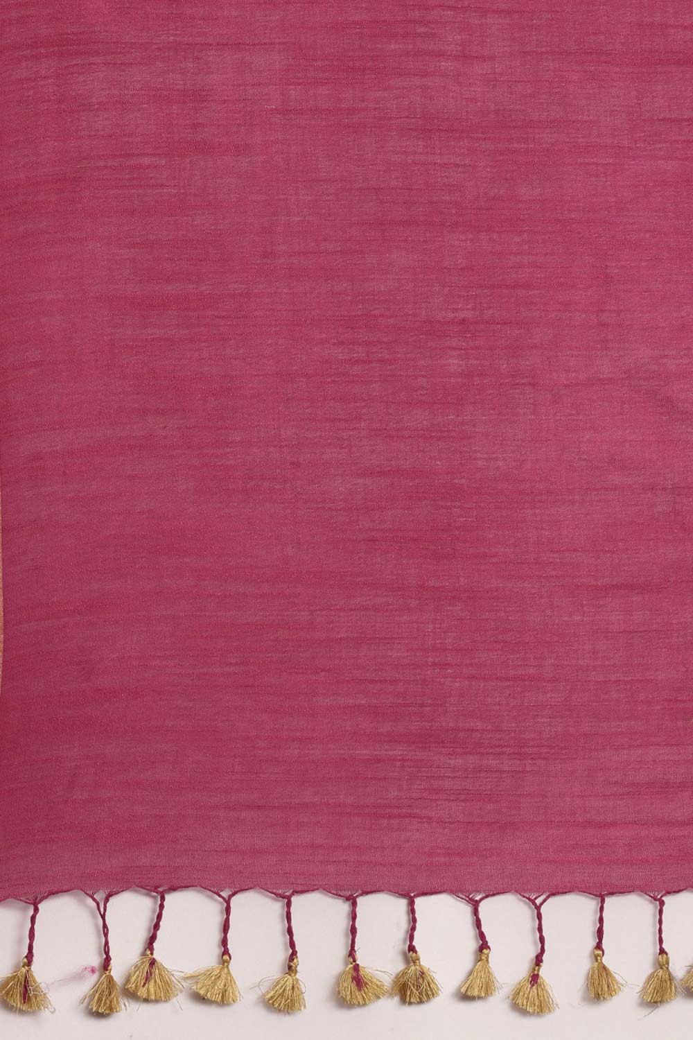 Buy Linen Blend Solid Saree in Pink Online - Side