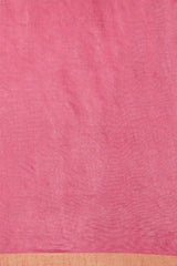 Buy Linen Blend Solid Saree in Pink Online - Front