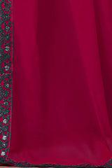 Buy Pink Georgette Embellished Saree Online - Side