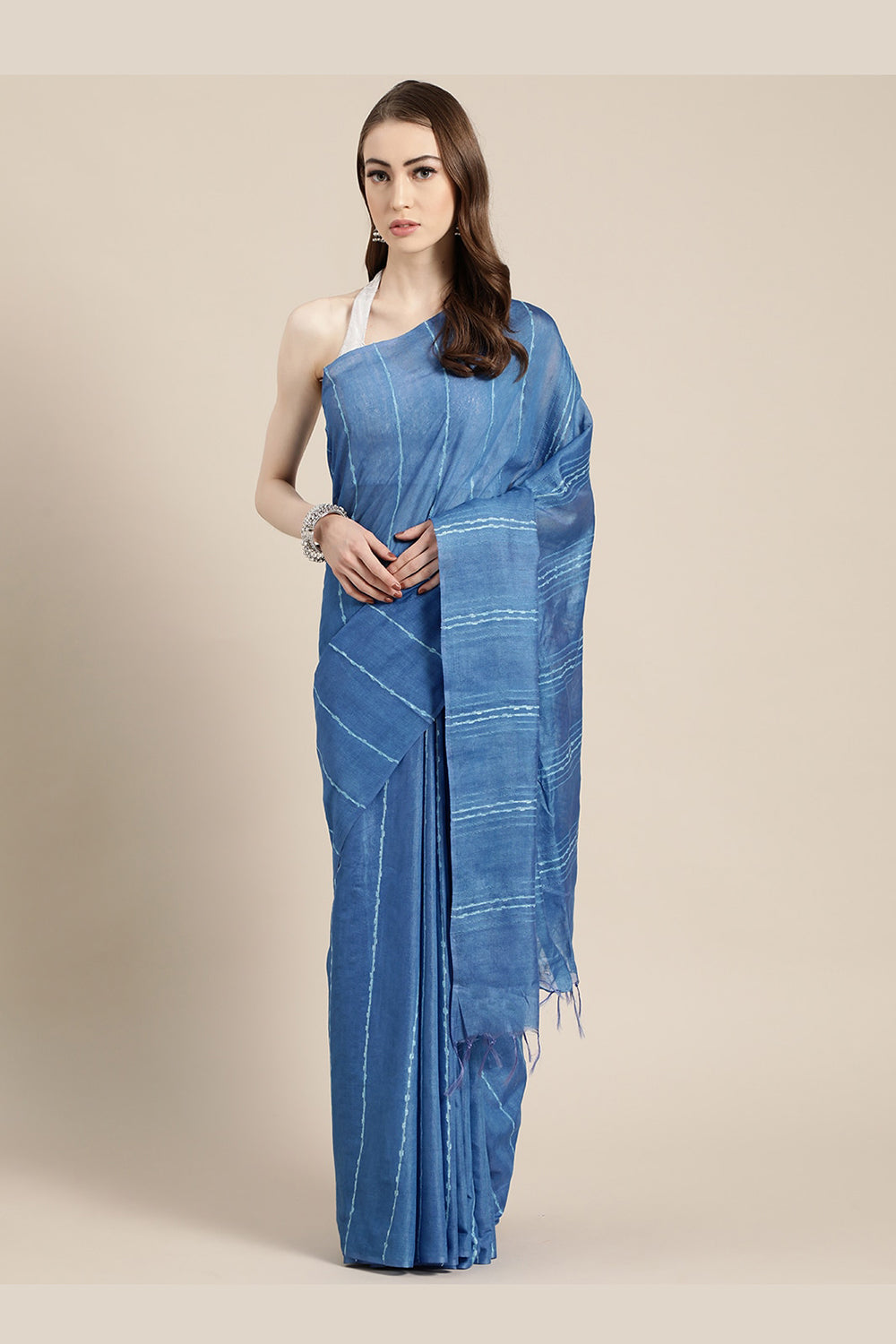 Buy Art Silk Woven Saree in Blue