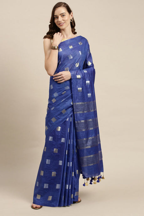 Buy Art Silk Woven Saree in Blue