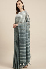 Buy Art Silk Woven Saree in Grey