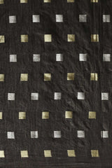 Buy Silk Blend Zari Woven Saree in Black Online - Front