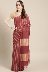 Buy Art Silk Woven Saree in Maroon