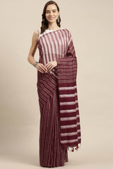 Buy Art Silk Woven Saree in Maroon