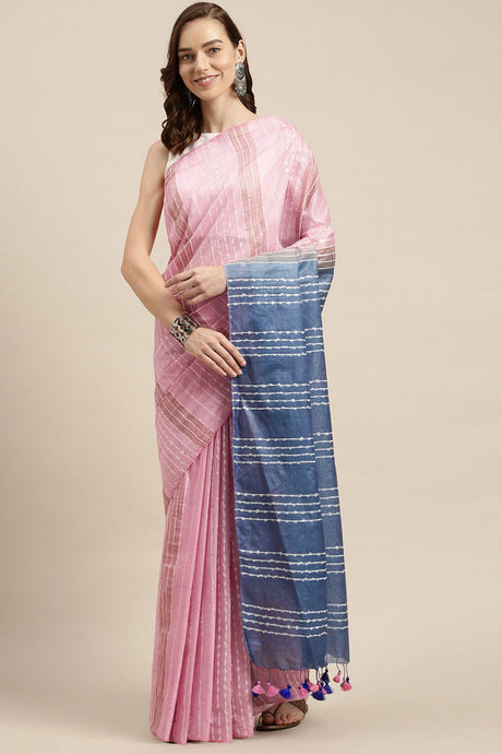 Buy Art Silk Woven Saree in Pink