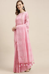 Buy Art Silk Woven Saree in Pink