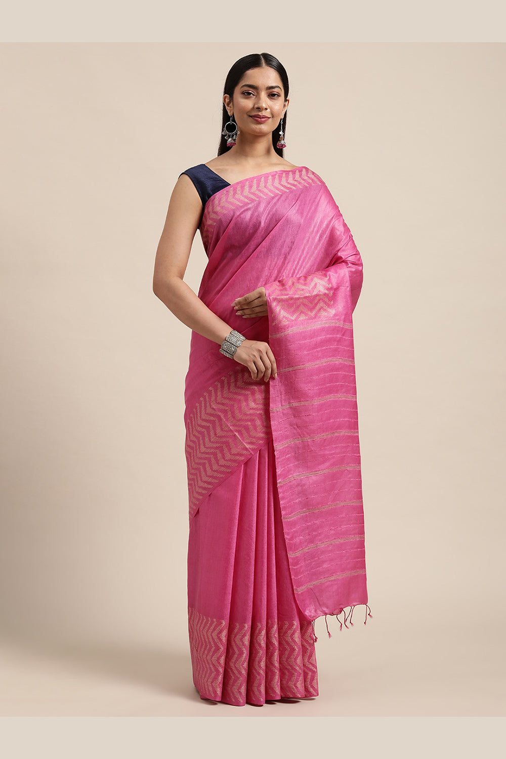 Buy Cotton Silk Woven Saree in Pink