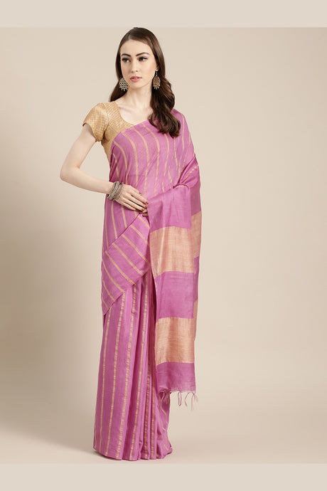 Buy Art Silk Woven Saree in Pink