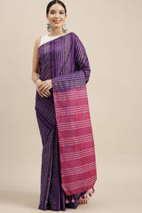 Buy Art Silk Woven Saree in Purple