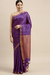 Buy Art Silk Woven Saree in Purple