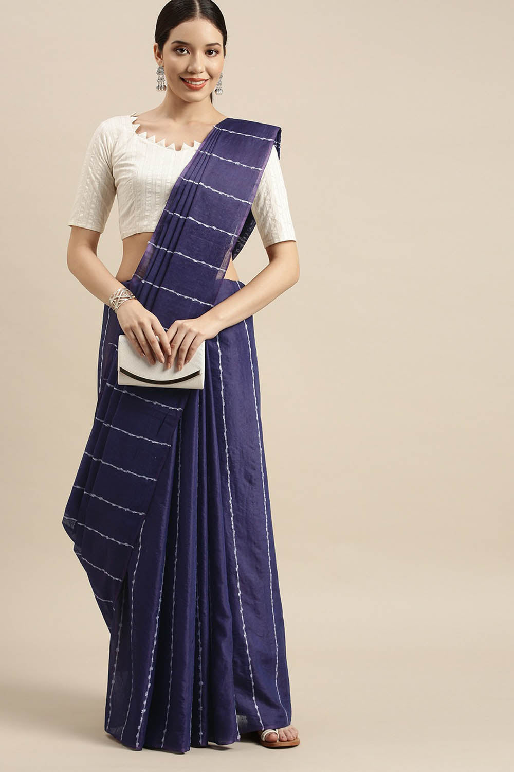 Buy Art Silk Woven Saree in Purple