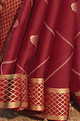 Maroon Chiffon Embellished Saree