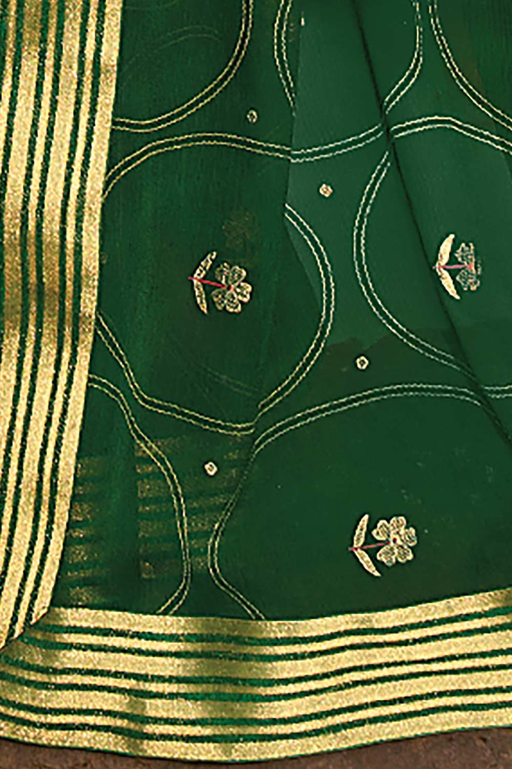 Green Chiffon Embellished Saree