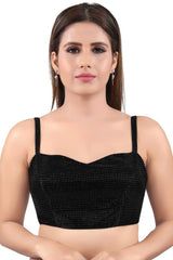 Buy Polyester Woven Saree Blouse in Black