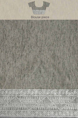 Buy Silk Blend Zari Woven Saree in Dark Grey Online - Zoom Out