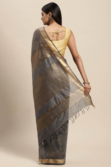 Grey Art Silk Indian Saree