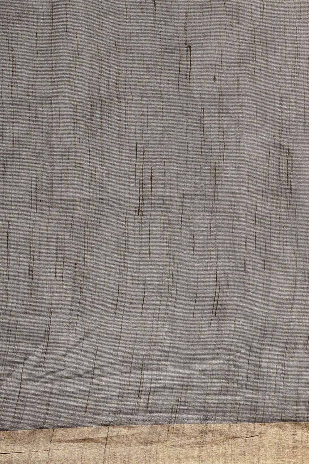 Silk Blend Stripe Saree In Grey