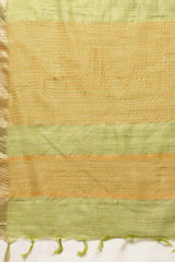 Silk Blend Stripe Saree In Green