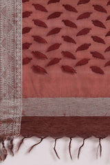 Buy Silk Blend Zari Woven Saree in Brown Online - Side