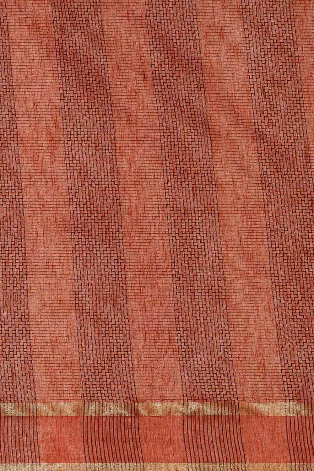 Buy Silk Blend Zari Woven Saree in Orange Online - Front