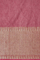 Buy Silk Blend Zari Woven Saree in Pink Online - Front