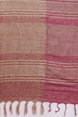 Buy Silk Blend Zari Woven Saree in Pink Online - Side