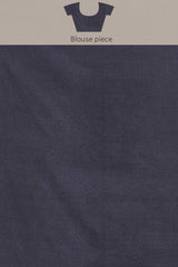 Buy Blended Silk Woven Saree in Navy Blue Online - Zoom Out