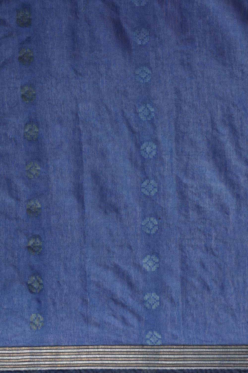 Buy Blended Silk Zari Woven Saree in Blue Online - Front