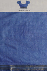 Buy Blended Silk Zari Woven Saree in Blue Online - Zoom Out