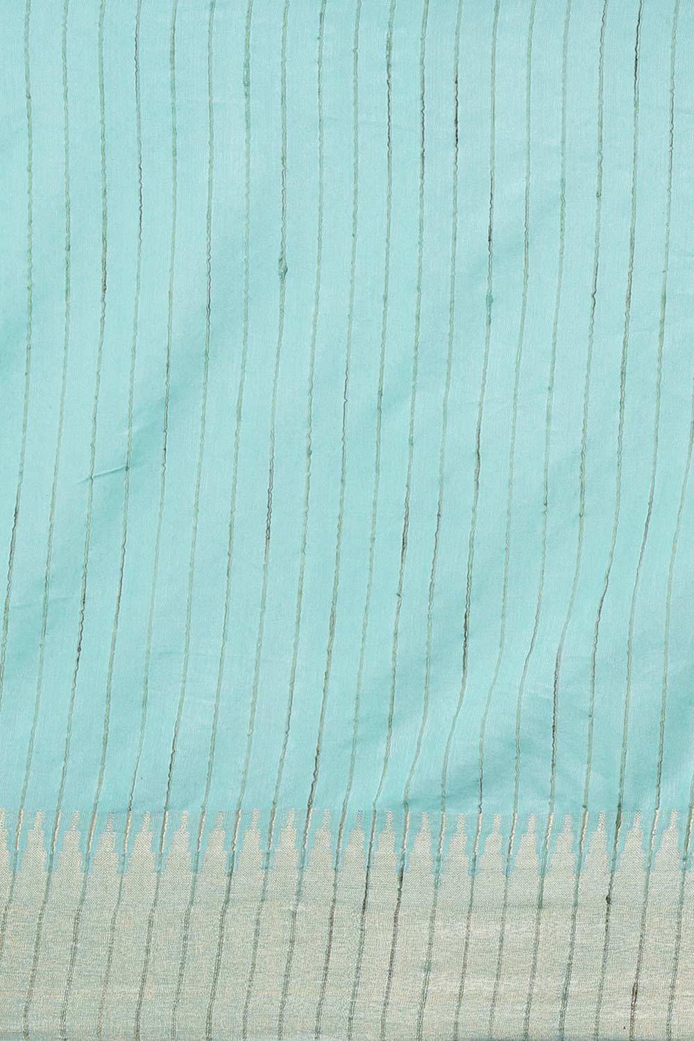 Buy Blended Silk Zari Woven Saree in Sky Blue Online - Front