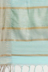 Buy Blended Silk Zari Woven Saree in Sky Blue Online - Side