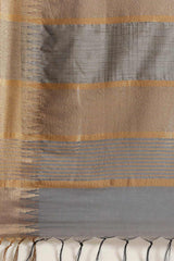 Buy Blended Silk Zari Woven Saree in Grey Online - Side