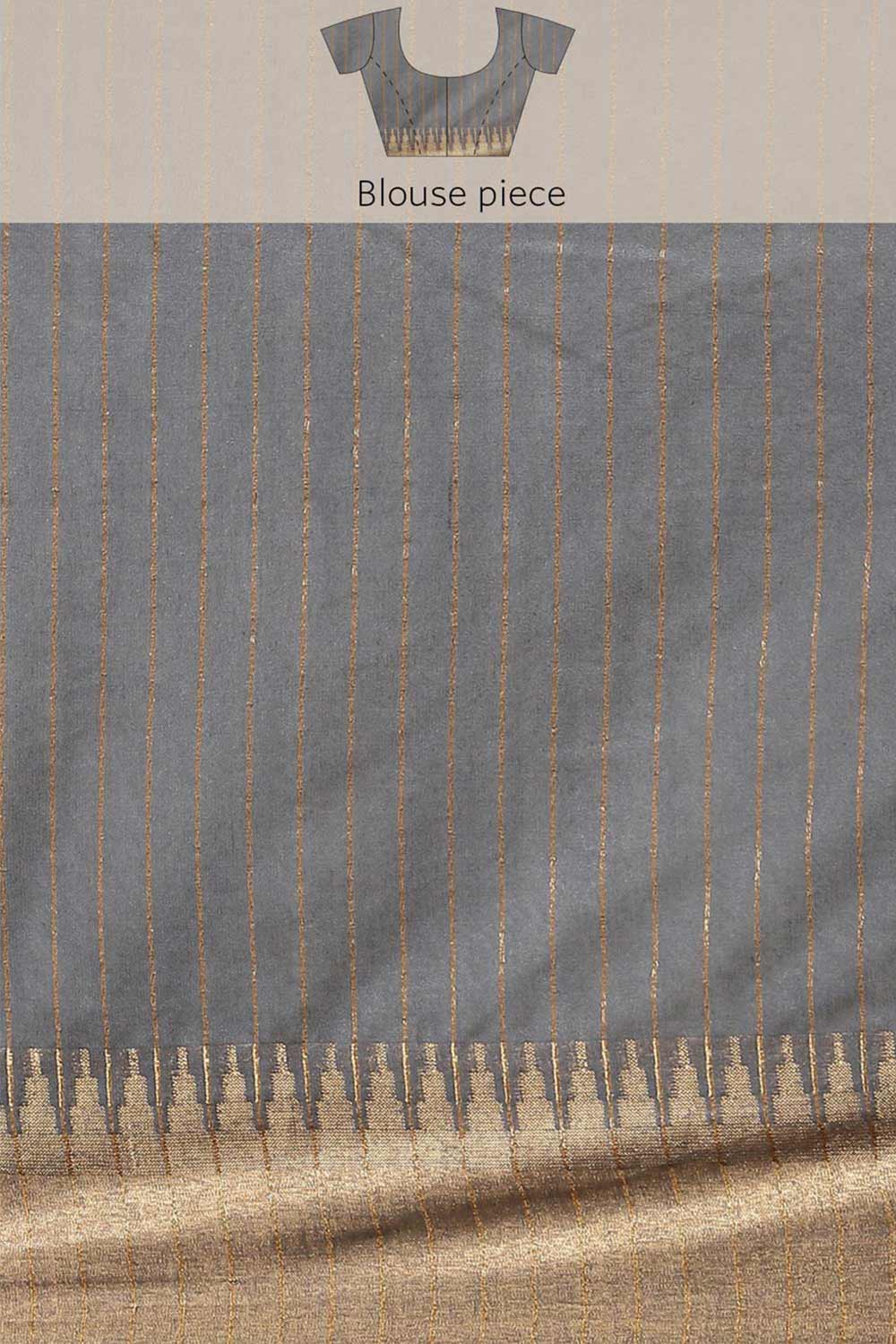 Buy Blended Silk Zari Woven Saree in Grey Online - Zoom Out