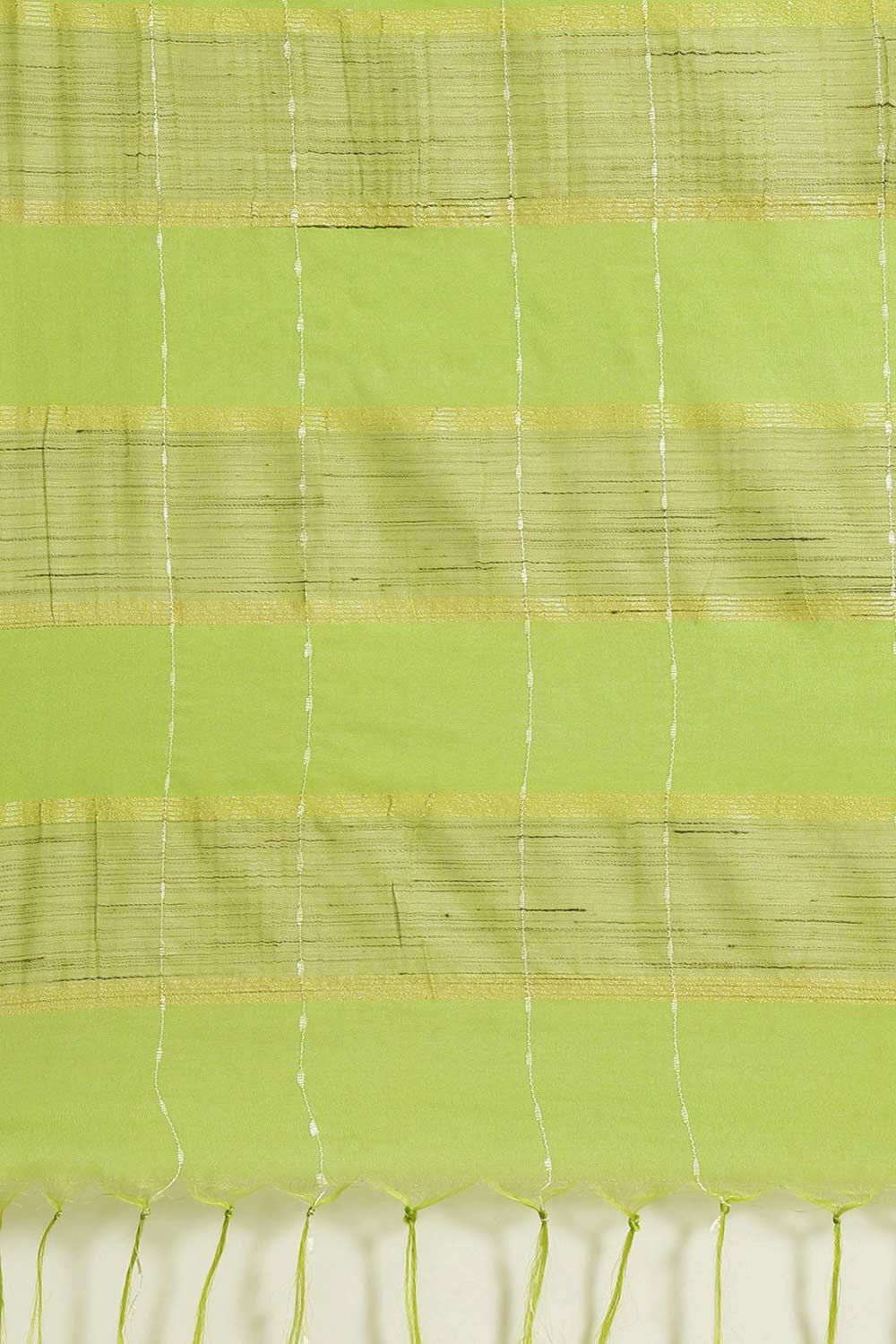 Buy Blended Silk Zari Woven Saree in Green Online - Side