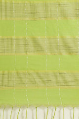 Buy Blended Silk Zari Woven Saree in Green Online - Side